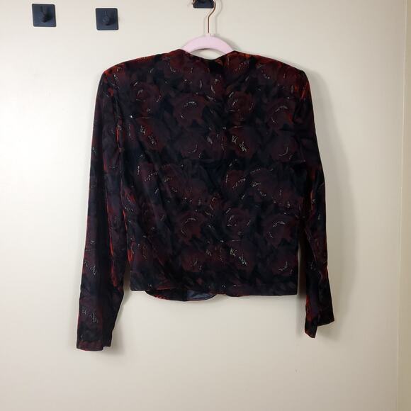Vintage Velvet, Cropped, Cardigan Style Blazer by Norton McNaughton Size 6 - Picture 6 of 11